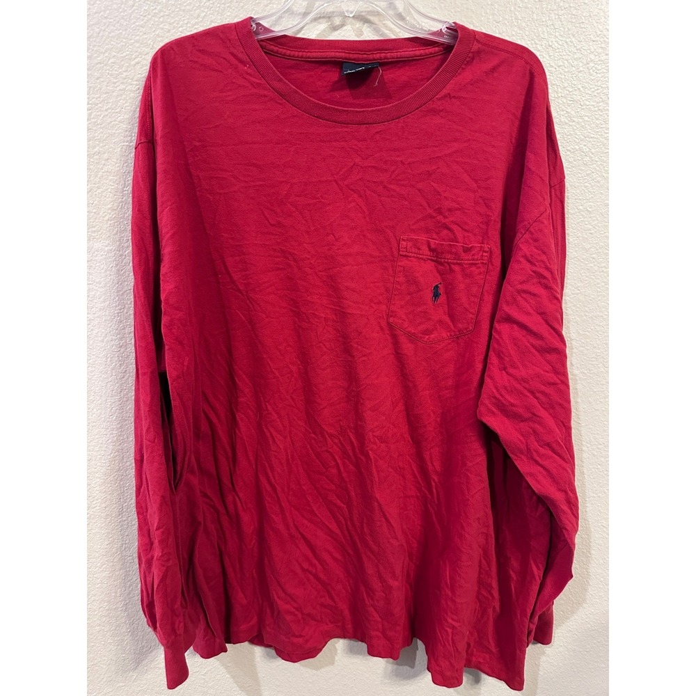 Polo by Ralph Lauren‎ Long Sleeve Pocket T-Shirt Red Cotton XL
